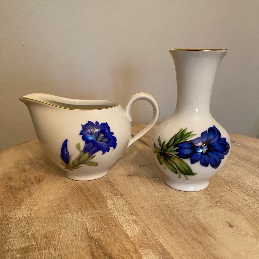 Vintage, Bavaria Germany, small Vase and Creamer